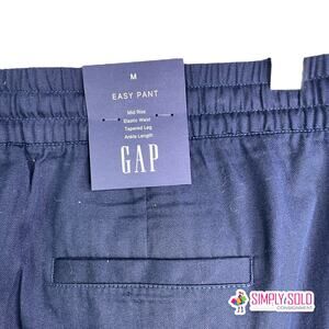 Gap Women's M Easy Pant Mid Rise Elastic Waist Tapered Leg Ankle Length Blue NWT